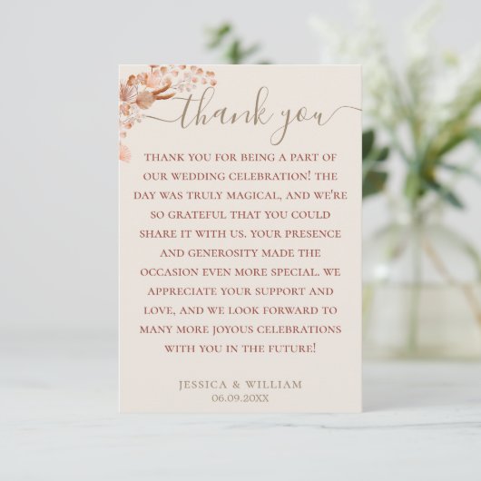 Bohaan met legante kalligrafie bedankkaart (Staand voorkant)