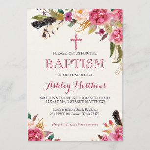 Bohaanveer Floral BAPTISM Uitnodiging