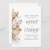 Boheem Bloemmotief Terracotta Bruiloft Save The Date (Voorkant / Achterkant)