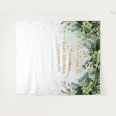 Boheem groen succulent baby shower achtergrond wandkleed (Voorkant (horizontaal))