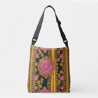 Boheem Medaillon Kant Mosterdgeel en Blauw Crossbody Tas