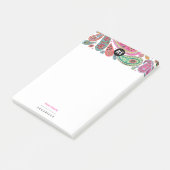 Boheem Roze & turquoise Bloem Paisley Post-it® Notes (Schuin)