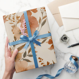 Boheemien Terracotta Wildflower Bloempatroon Cadeaupapier