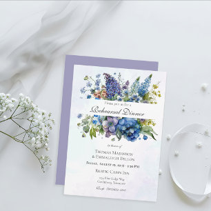 Boheemisch Blauw-Paarse Waterverf Proefdiner Kaart