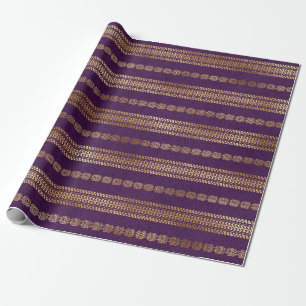 Boheempaars en gouden folie pauwenpatroon cadeaupapier