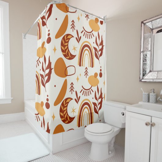 Boheems Abstract geometrisch douchegordijn (In situ)