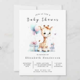 Boheems bewerkbaar Giraffe Baby shower Kaart
