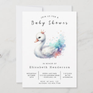 Boheems bewerkbaar zwaan Baby shower Kaart