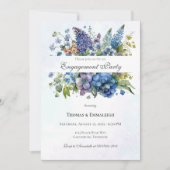 Boheems Blauw-Violet Waterverf Verlovingsfeest Kaart (Voorkant)