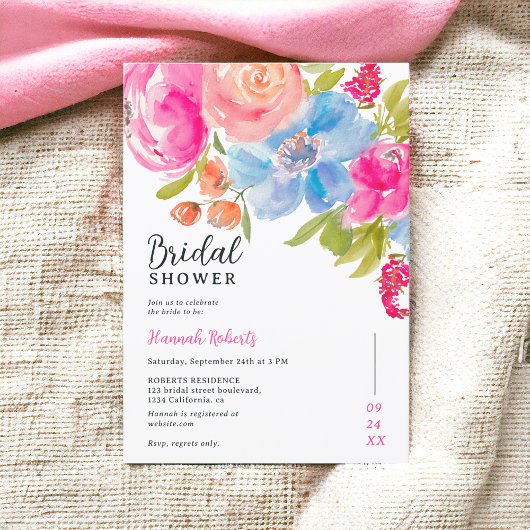  Boheems Bloemen waterverf vrijgezellenfeest Kaart