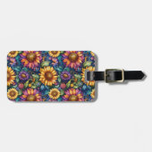 Boheems Bloemenlandschap Levendig Patroon Bagagelabel (Voorkant horizontaal)