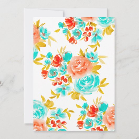 Boheems helderblauw oranje bloemig vrijgezellenfee kaart (Achterkant)