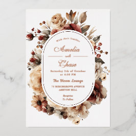 Boheems Lijst Floral Gold Wedding Folie Uitnodiging