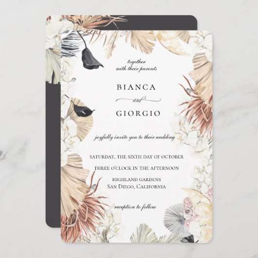 Boheems Oerwoud Foliage Lijst bruiloft uitnodiging (Voorkant / Achterkant)