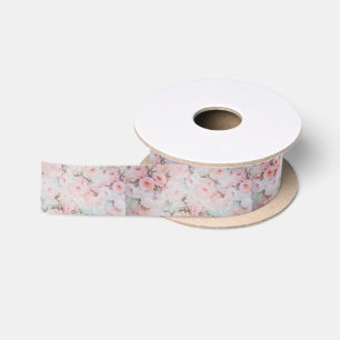 Boheems roze blauwgroen  bloemmotief lint