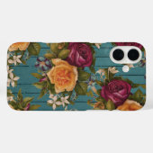 Boheems sinaasappel bordeauxrood bloemengroen hout Case-Mate iPhone case (Achterkant (horizontaal))