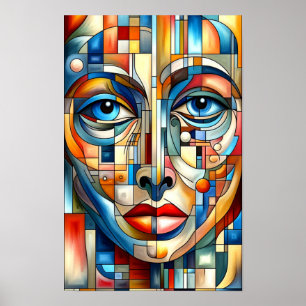Boheemse Abstracte moderne vrouw gezicht Poster