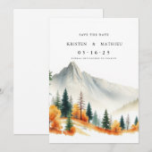 Boheemse afdrukbare berg save the date (Voorkant / Achterkant)