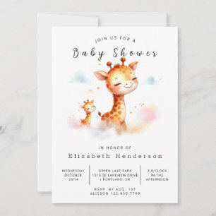 Boheemse afdrukbare Giraffe Baby shower Kaart