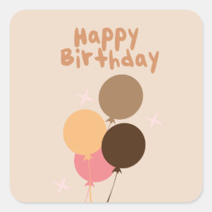 Boheemse ballonnen Gelukkig Verjaardag Vierkante Sticker