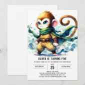 Boheemse bewerkbare apenverjaardag kaart (Voorkant / Achterkant)