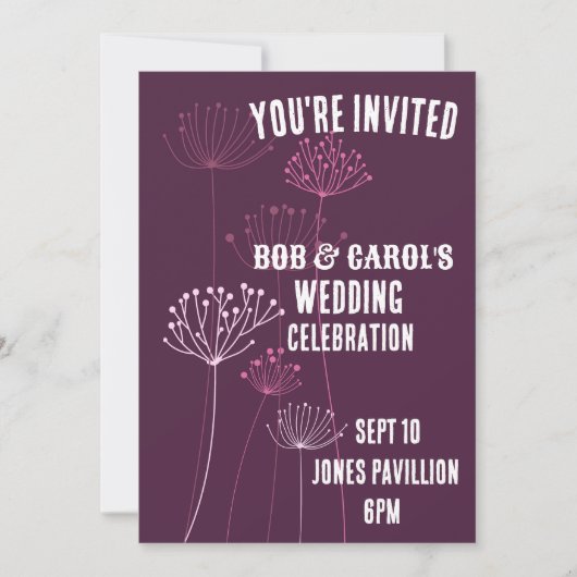 BOHEEMSE BLOEMEN BRUILOFT AANGEPASTE UITNODIGINGEN (Voorkant)