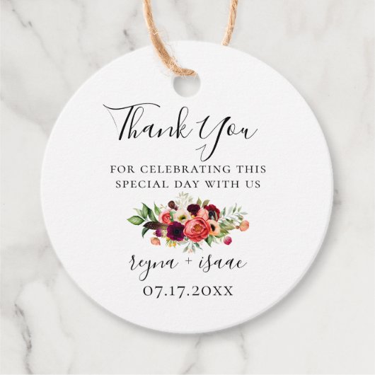 Boheemse Bloemen Bruiloft Bedankt Bedankjes Labels (Voorkant)