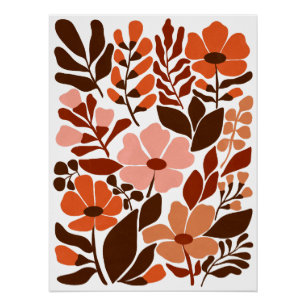 Boheemse Bloemen Midden Eeuwse Bloemmotieven Aarde Perfect Poster