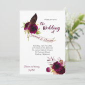 Boheemse Bloemen Romance Banner Bruiloft Uitnodigi Aankondiging (Staand voorkant)