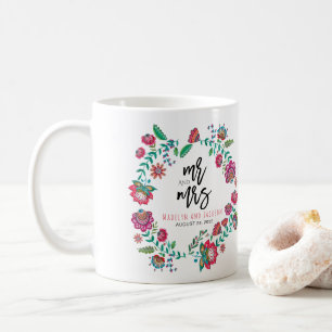 Boheemse bloemen veelkleurige bruiloft koffiemok