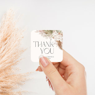 Boheemse Bloemen & Veren Douche Bedankt Vierkante Sticker