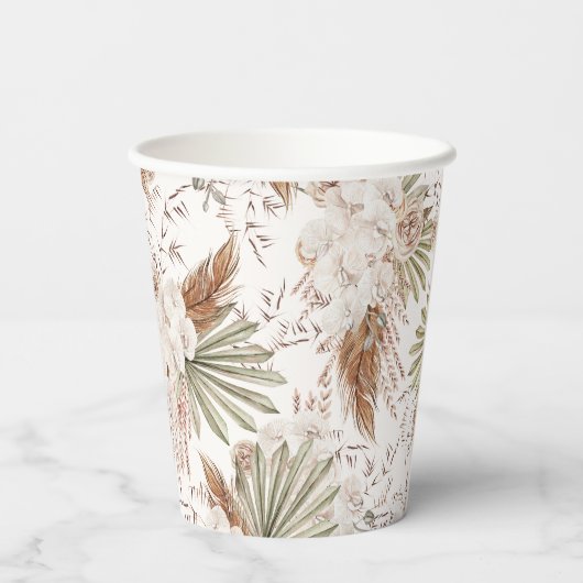 Boheemse bloemen & veren papieren bekers (Achterkant)