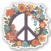 Boheemse Bloemen Vredesbord Waterdicht Sticker (Voorkant)