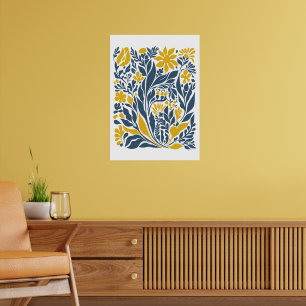 Boheemse bloemenmarkt   Moderne Abstracte bladeren Poster