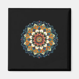 Boheemse bloemensunburst-mandala voor meditatie magneet