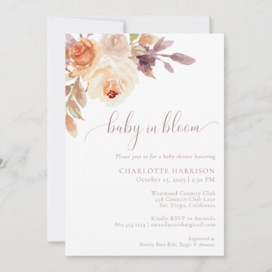 Boheemse bloementerracotta | BABY SHOWER Kaart (Voorkant)