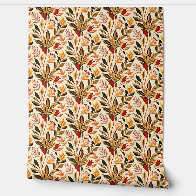 Boheemse bloemenwijnstok aards behang (Afrollen)