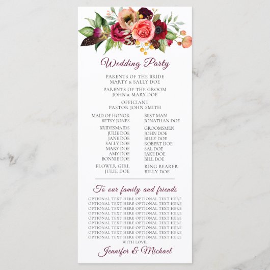 Boheemse Bloemrijke Trouwprogramma Romantische Bru Programma (Achterkant)