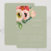 Boheemse Bloesems Stof Olifantenbruiloftsinvitatio Aankondiging (Voorkant / Achterkant)