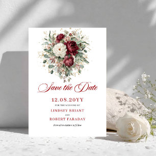 Boheemse Blush Burgundy Bloemige Save The Date