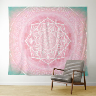Boheemse Blush Roze & Blauw Wandkleed