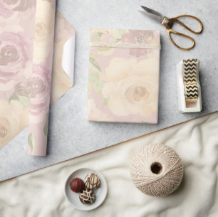 Boheemse Blush Rozen Waterverf Bloemen Bruiloft Cadeaupapier