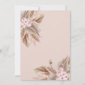 Boheemse Boho Pampas Roze Bloem Bruidsmeisje Borre Kaart (Achterkant)