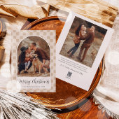 Boheemse boog script kerst vakantie fotokaart feestdagenkaart