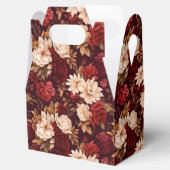 Boheemse bordeaux beige bloemen bedankdoosjes (Geopend)
