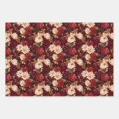 Boheemse bordeaux beige bloemen inpakpapier vel (Voorkant 3)