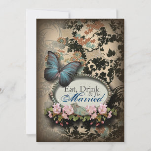 Boheemse botanische vlinder Paris vrijgezellenfees Kaart