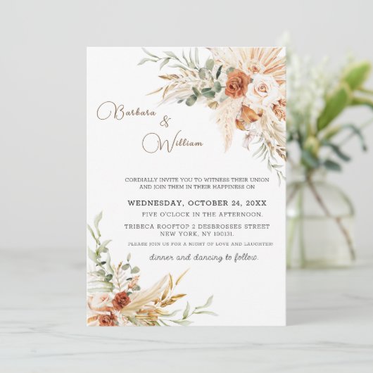 Boheemse bruiloft uitnodiging Kaart Sjabloon (Staand voorkant)