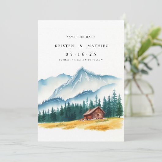 Boheemse digitale berg save the date (Staand voorkant)