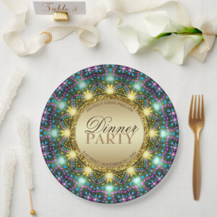 Boheemse dinerfeest Goud Zwart Felle kleuren Papieren Bordje